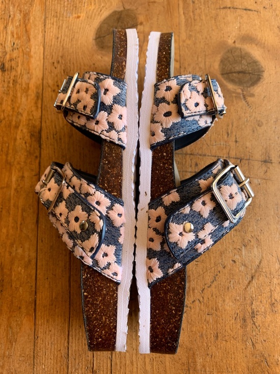 Madden Girl Pink Floral Double-Buckle Slide Sandals - Picture 9 of 16